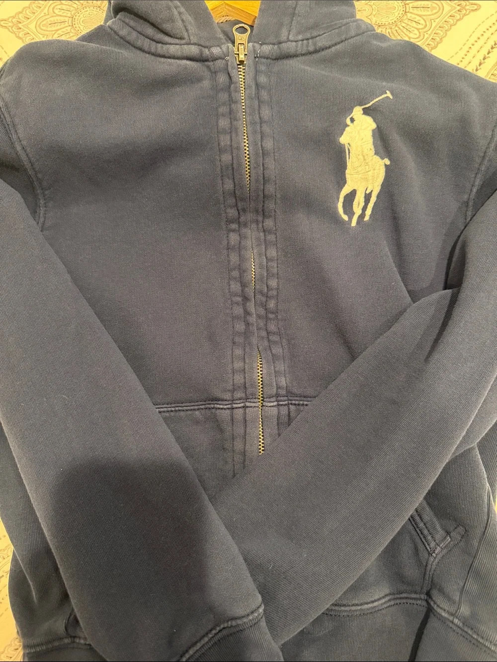 Ralph Lauren Kids Navy Zip Hoodie with White Polo Logo